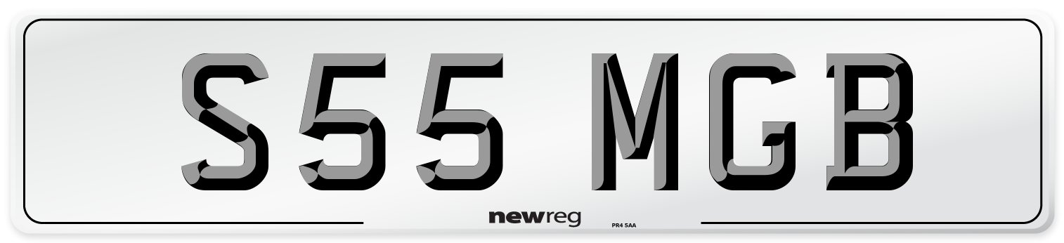 S55 MGB Number Plate from New Reg